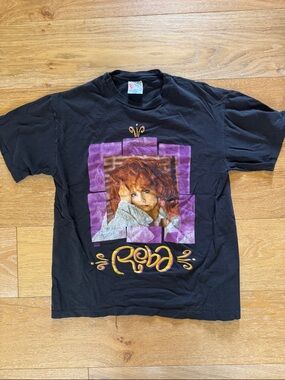 Black Graphic Tee with Reba Portrait